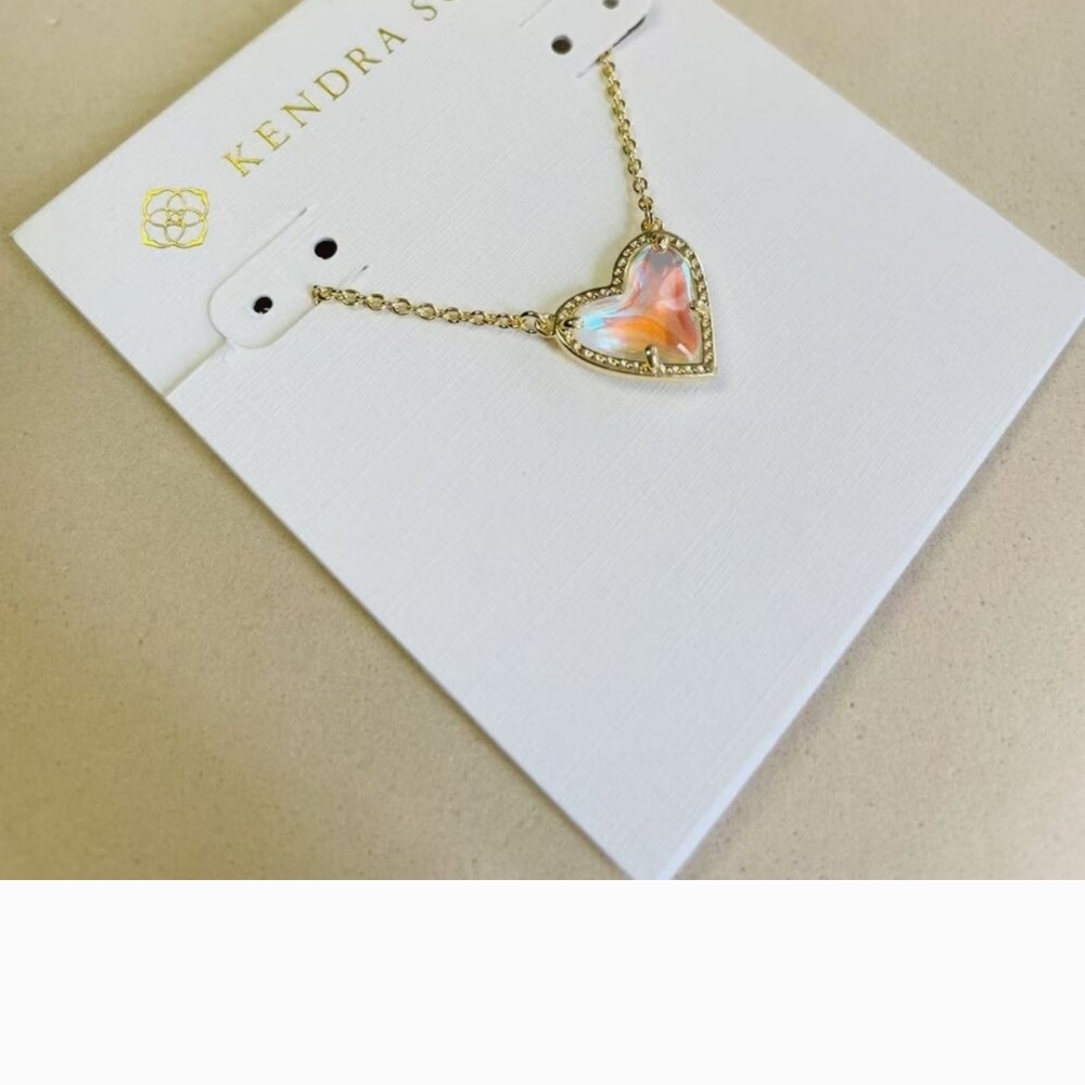 Kendra Scott Gold and Pink Heart Necklace